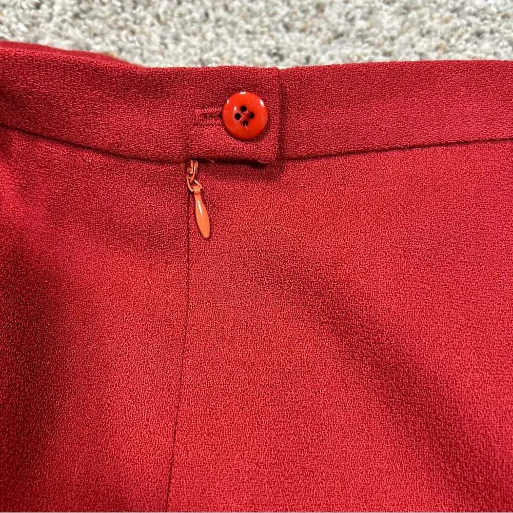 Vintage Christian Dior Double Breasted Red Wool Suit Jacket and Skirt Size 14